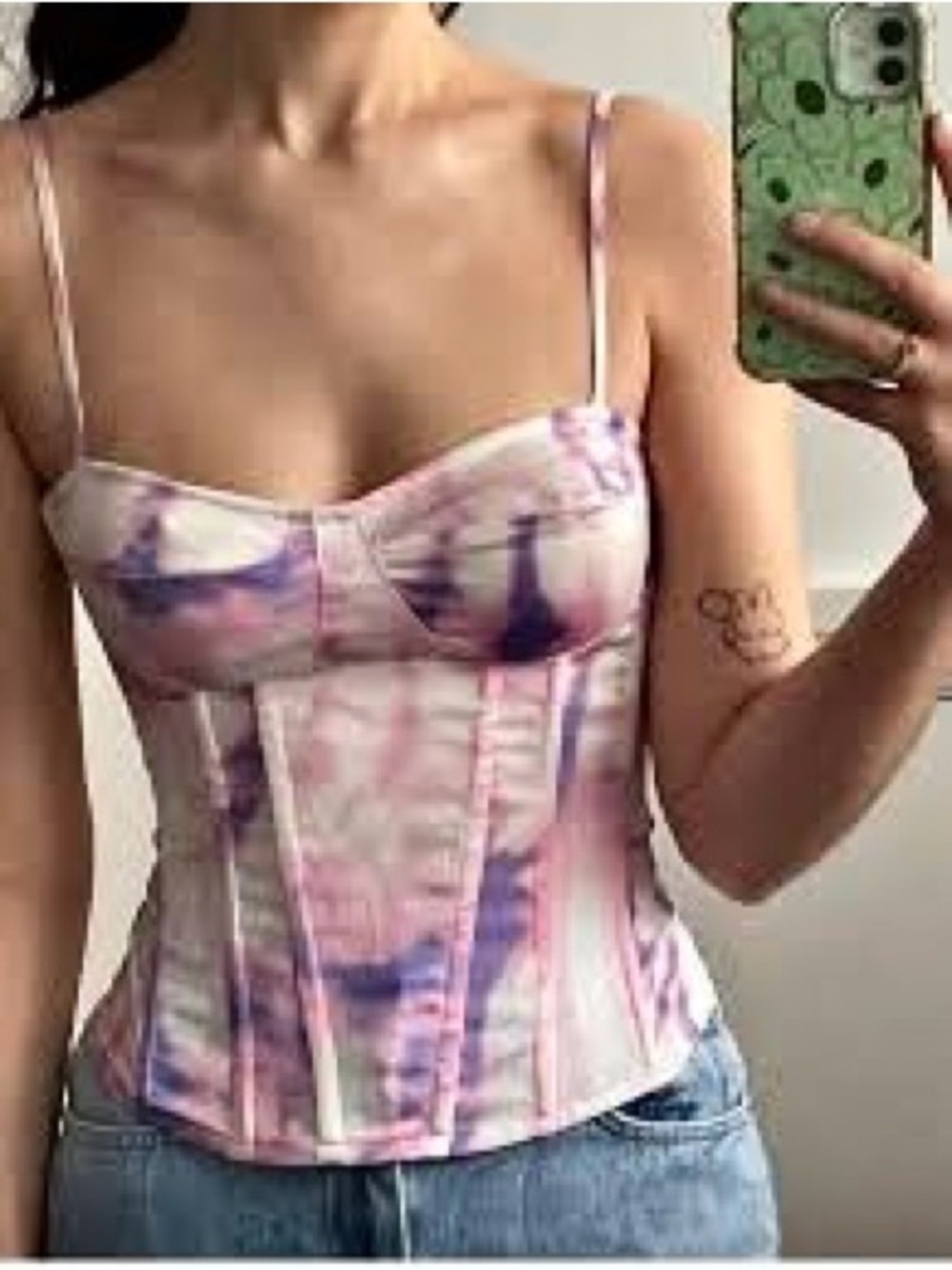 PrettyLittleThing Pink and Purple Tie-Dye Bustier Camisole